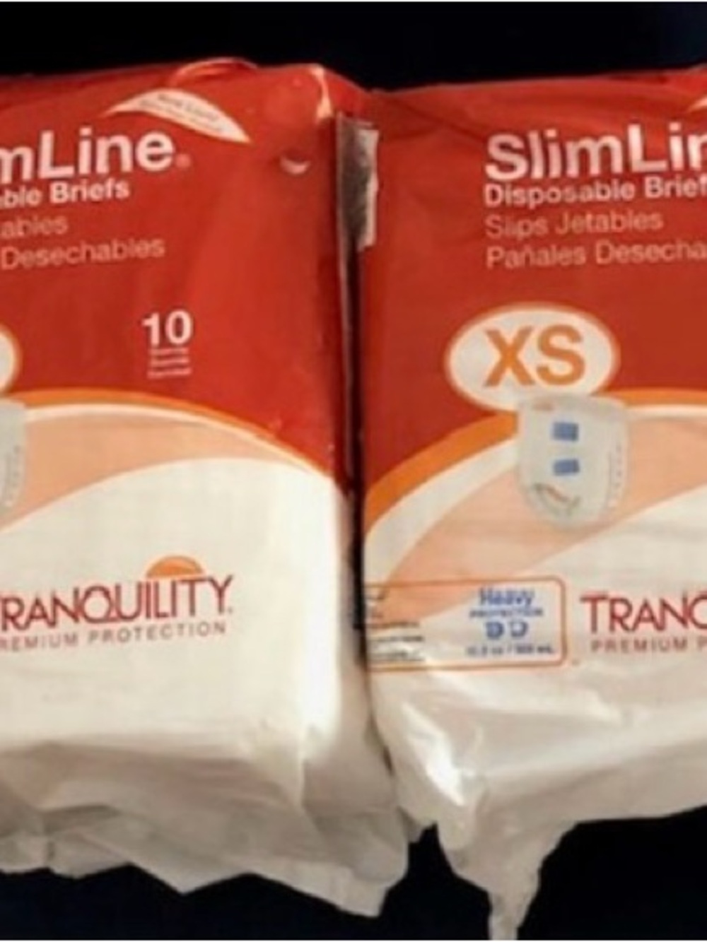 2 Packages of NEW UNOPENED Tranquility SLIMLINE Disposable Briefs Size XS